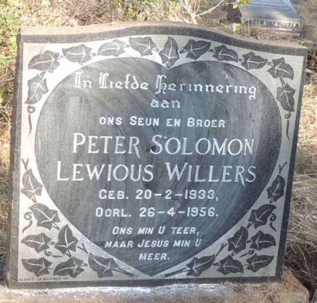 WILLERS Peter Solomon Lewious 1933-1956