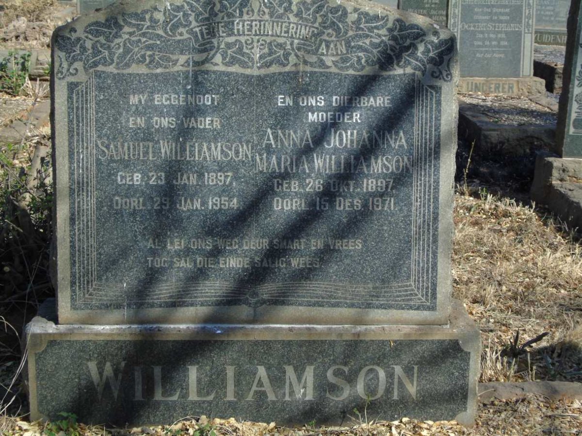 WILLIAMSON Samuel 1897-1954 & Anna Johanna Maria 1897-1971
