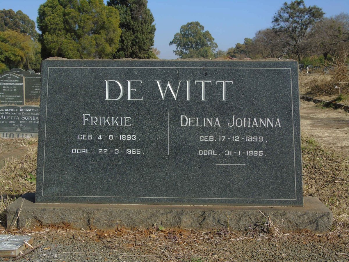 WITT Frikkie, de 1893-1965 &amp; Delina Johanna 1899-1995