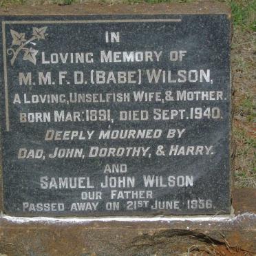 WILSON Samuel John -1956 & M.M.F.D. 1891-1940