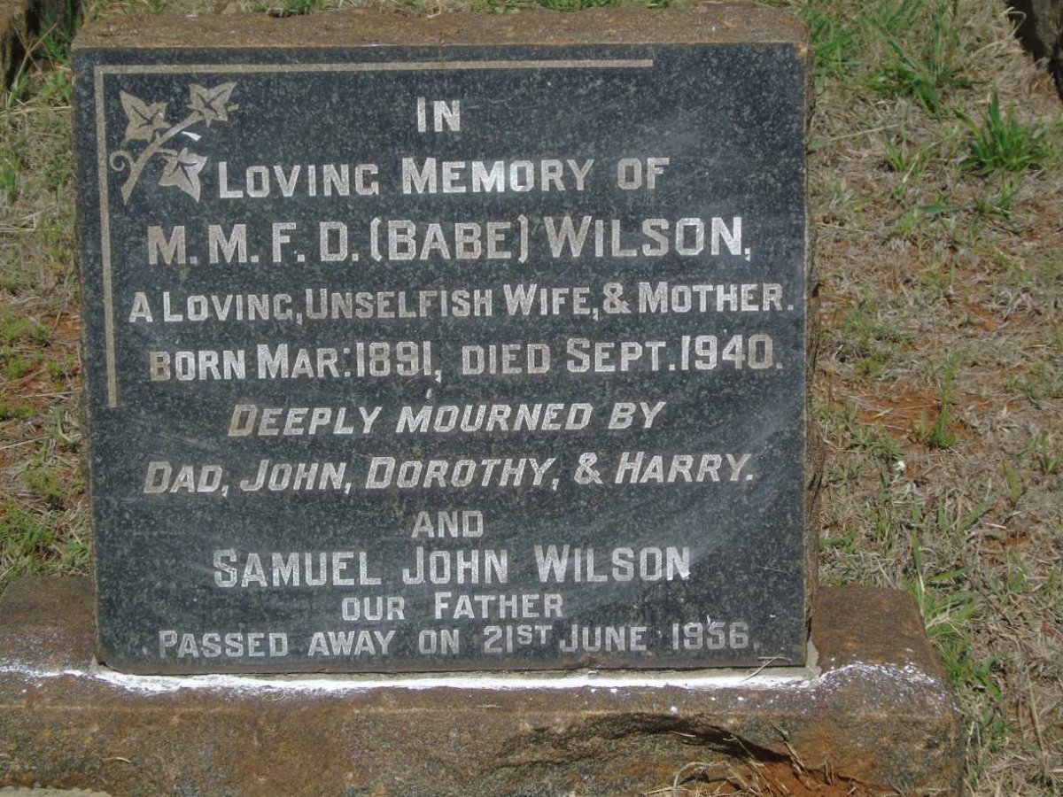 WILSON Samuel John -1956 & M.M.F.D. 1891-1940