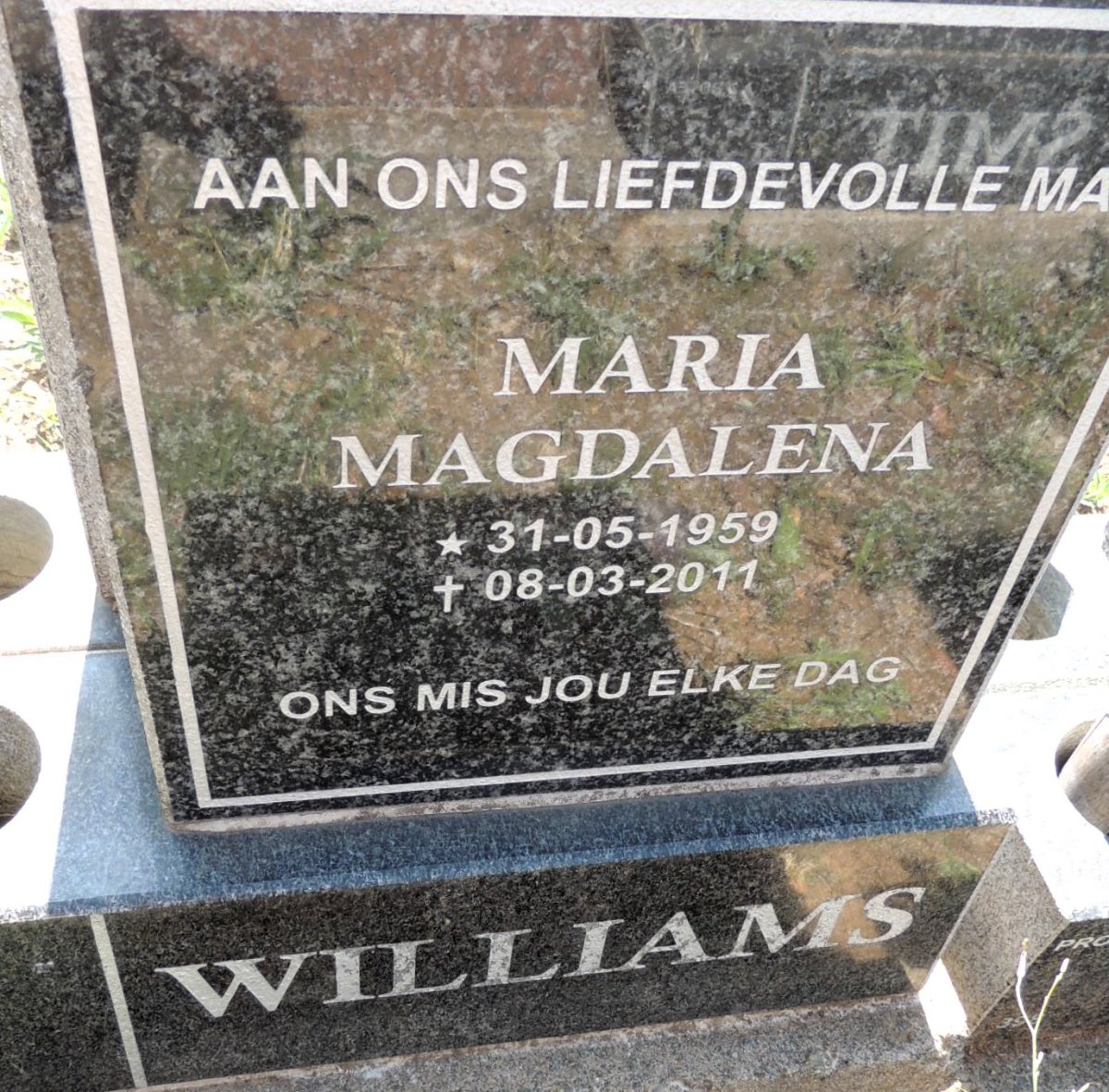 WILLIAMS Maria Magdalena 1959-2011
