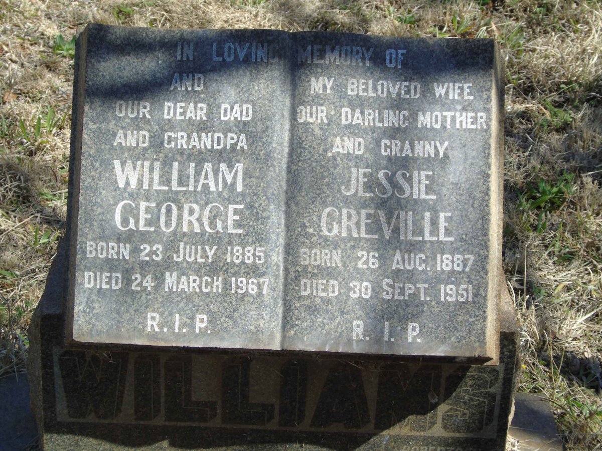 WILLIAMS William George 1885-1967 &amp; Jessie Greville 1887-1951