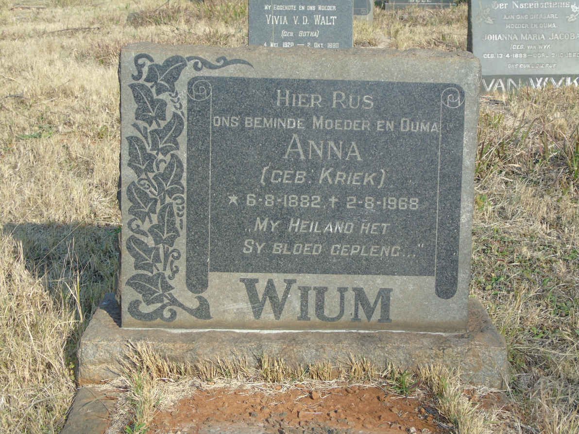 WIUM Anna nee KRIEK 1882-1968