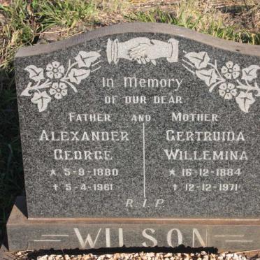 WILSON Alexander George 1880-1961 &amp; Gertruida Willemina 1884-1971