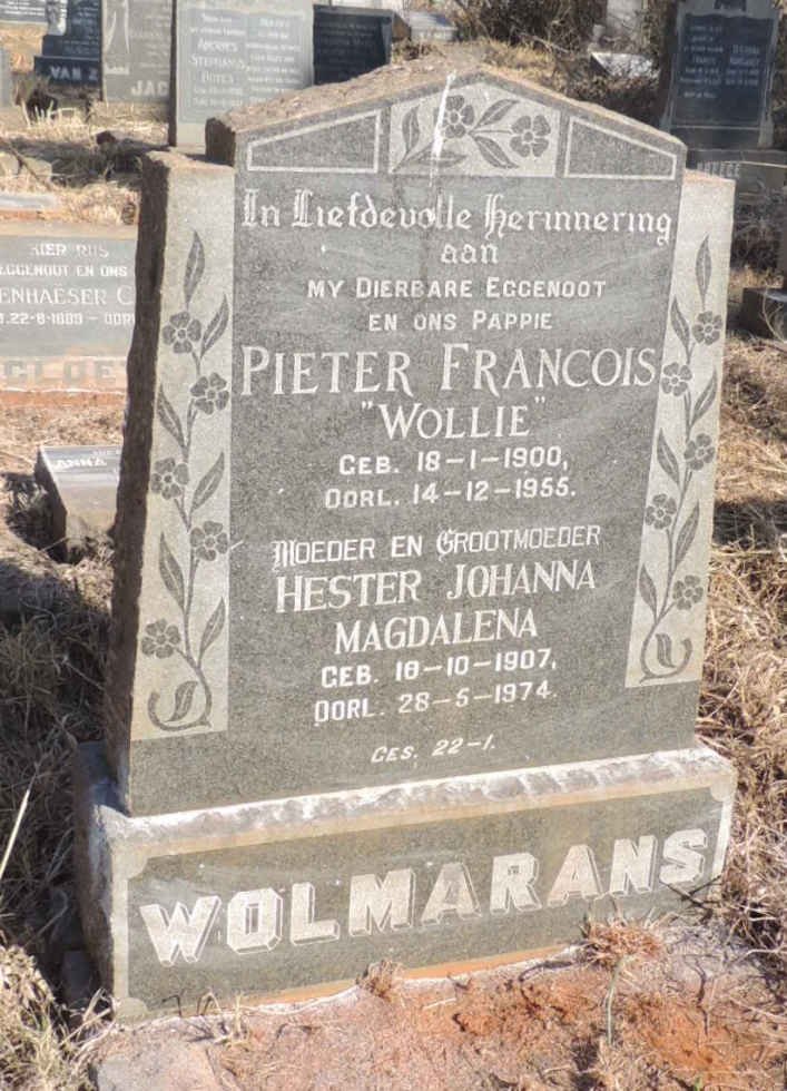 WOLMARANS Pieter Francois 1900-1955 & Hester Johanna Magdalena 1907-1974