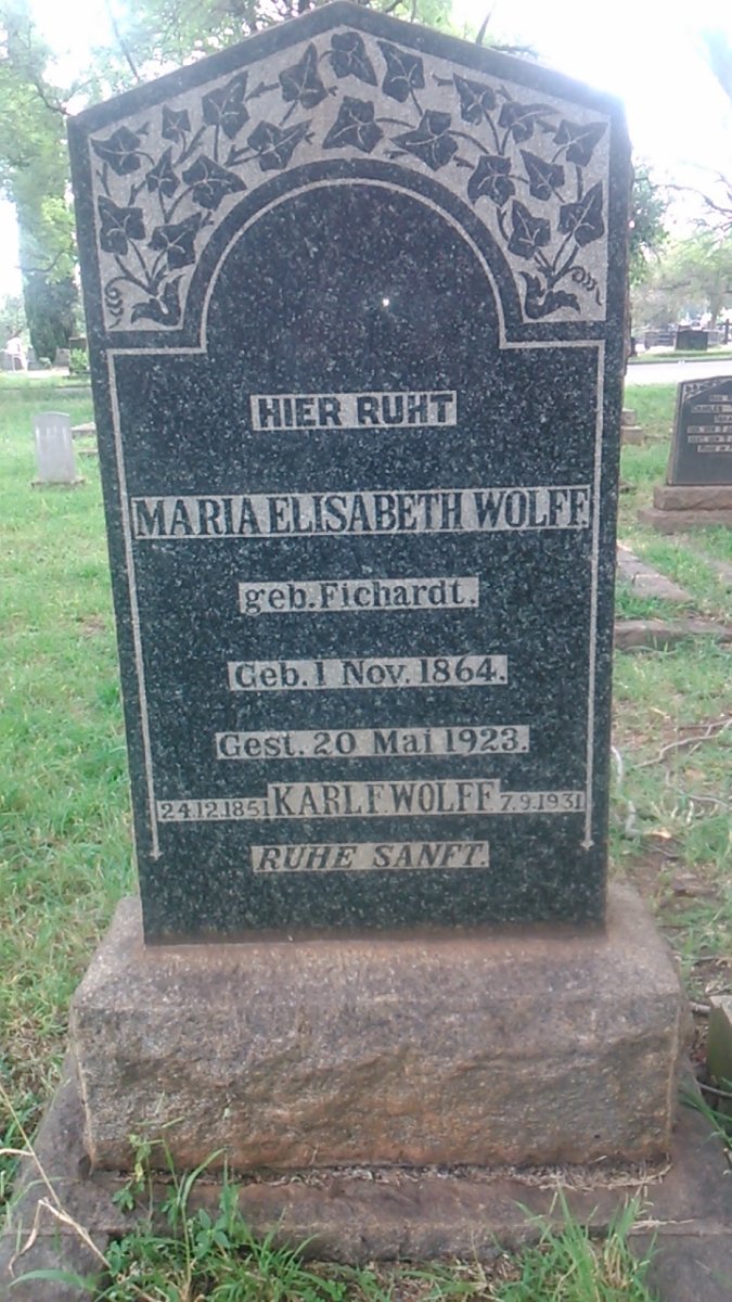 WOLFF Karl F. 1851-1931 &amp; Maria Elisabeth FICHARDT 1864-1923