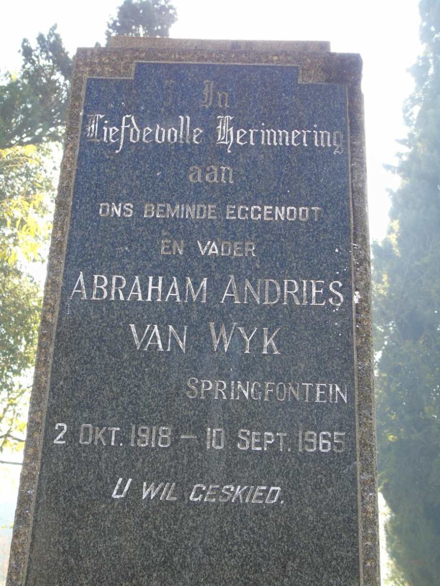 WYK Abraham Andries, van 1918-1965