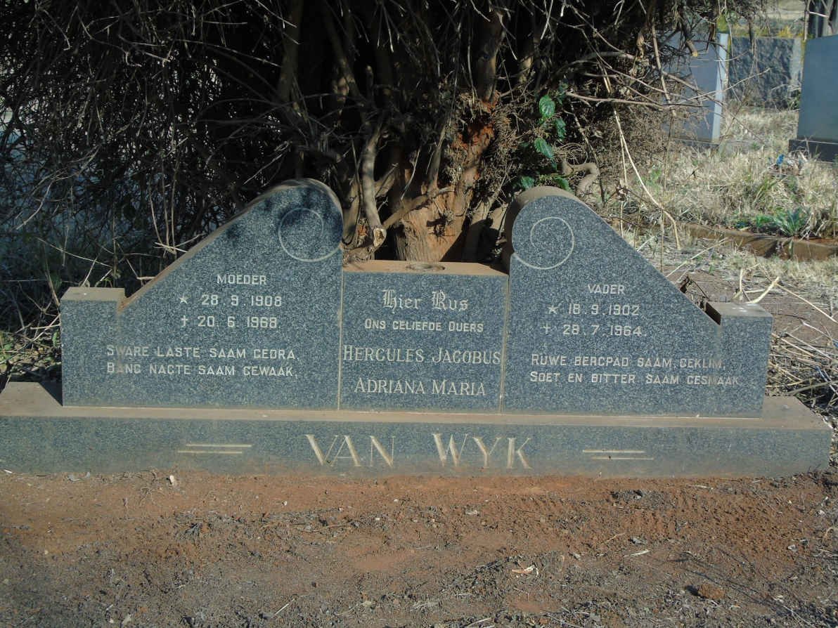 WYK Hercules Jacobus, van 1902-1964 &amp; Adriana Maria 1908-1968