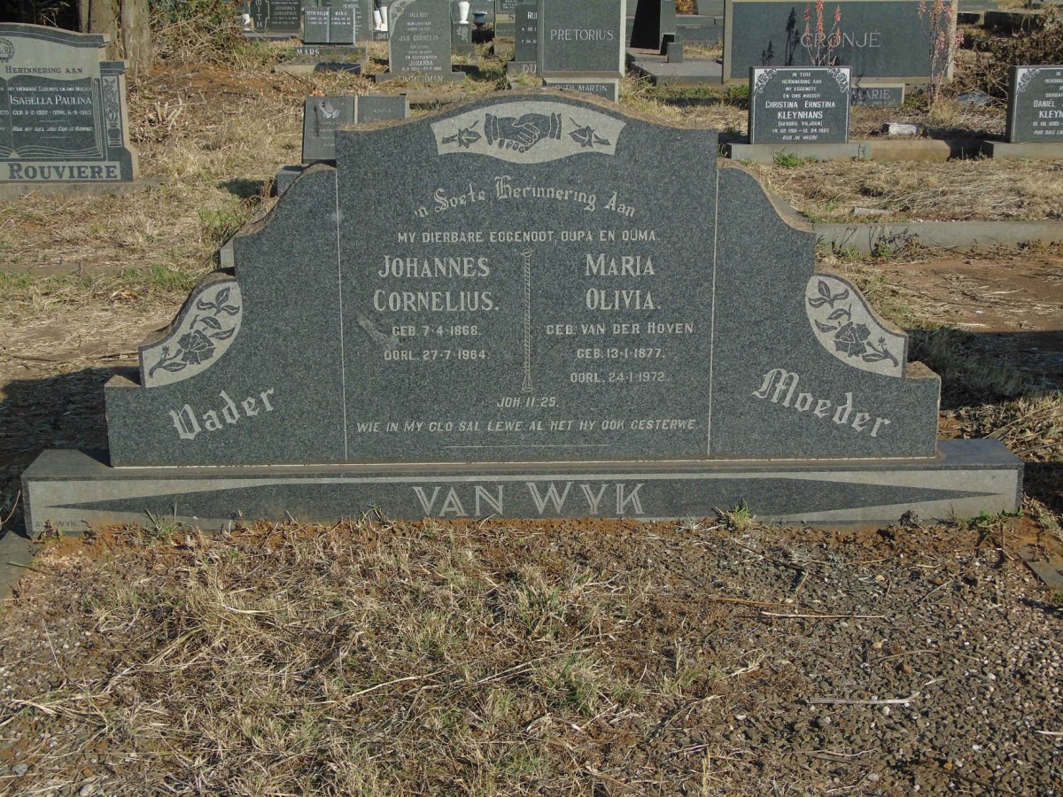 WYK Johannes Cornelius, van 1866-1964 &amp; Maria Olivia VAN DER HOVEN 1877-1972
