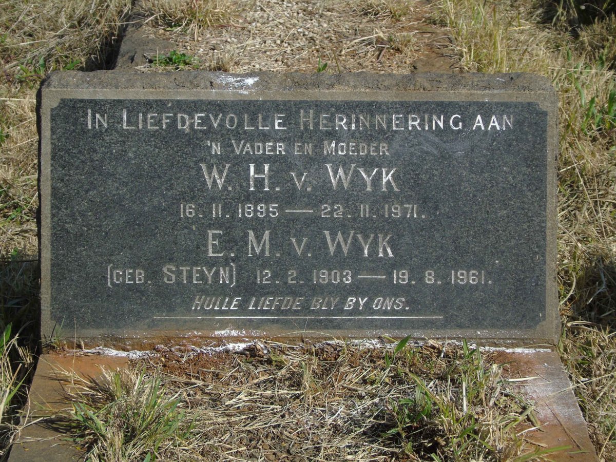 WYK W.H., v. 1895-1971 &amp; E.M. STEYN 1903-1961