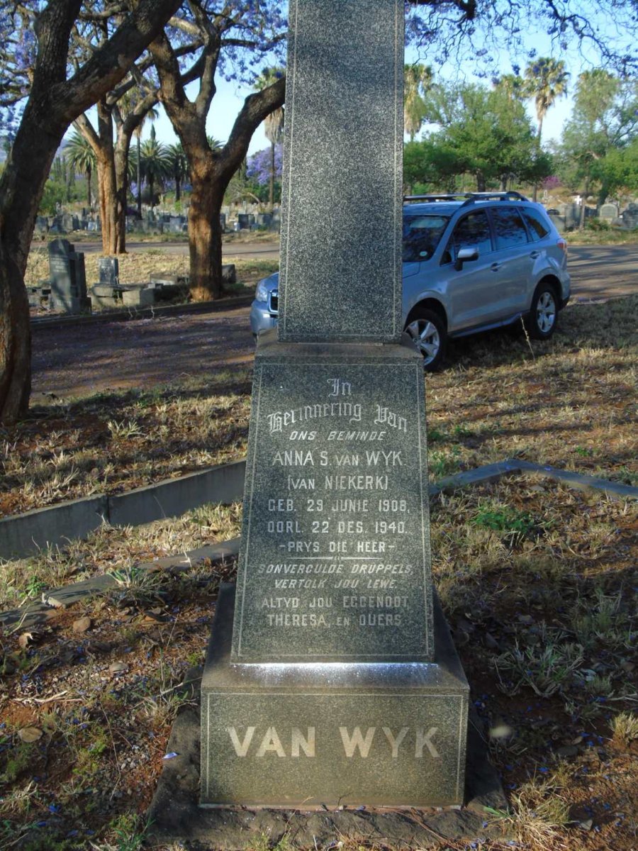 WYK Anna S., van nee VAN NIEKERK 1908-1940