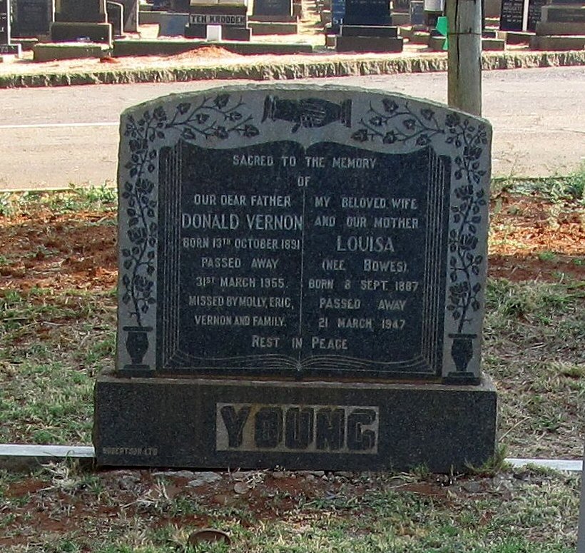 YOUNG Donald Vernon 1891-1955 &amp; Louisa BOWES 1887-1947