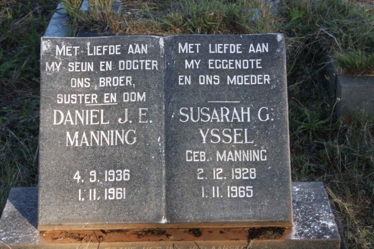 YSSEL Susarah G. nee MANNING 1928-1965 :: MANNING Daniel J.E. 1936-1961