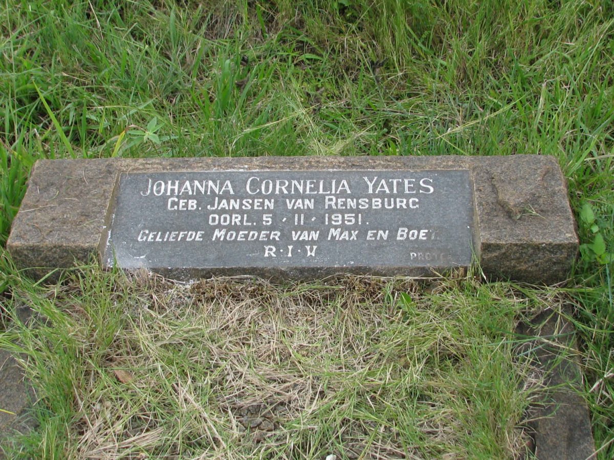 YATES Johanna Cornelia nee JANSEN VAN RENSBURG -1951