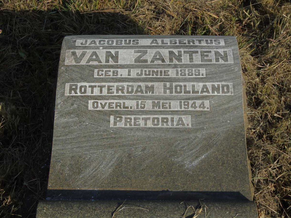 ZANTEN Jacobus Albertus, van 1889-1944