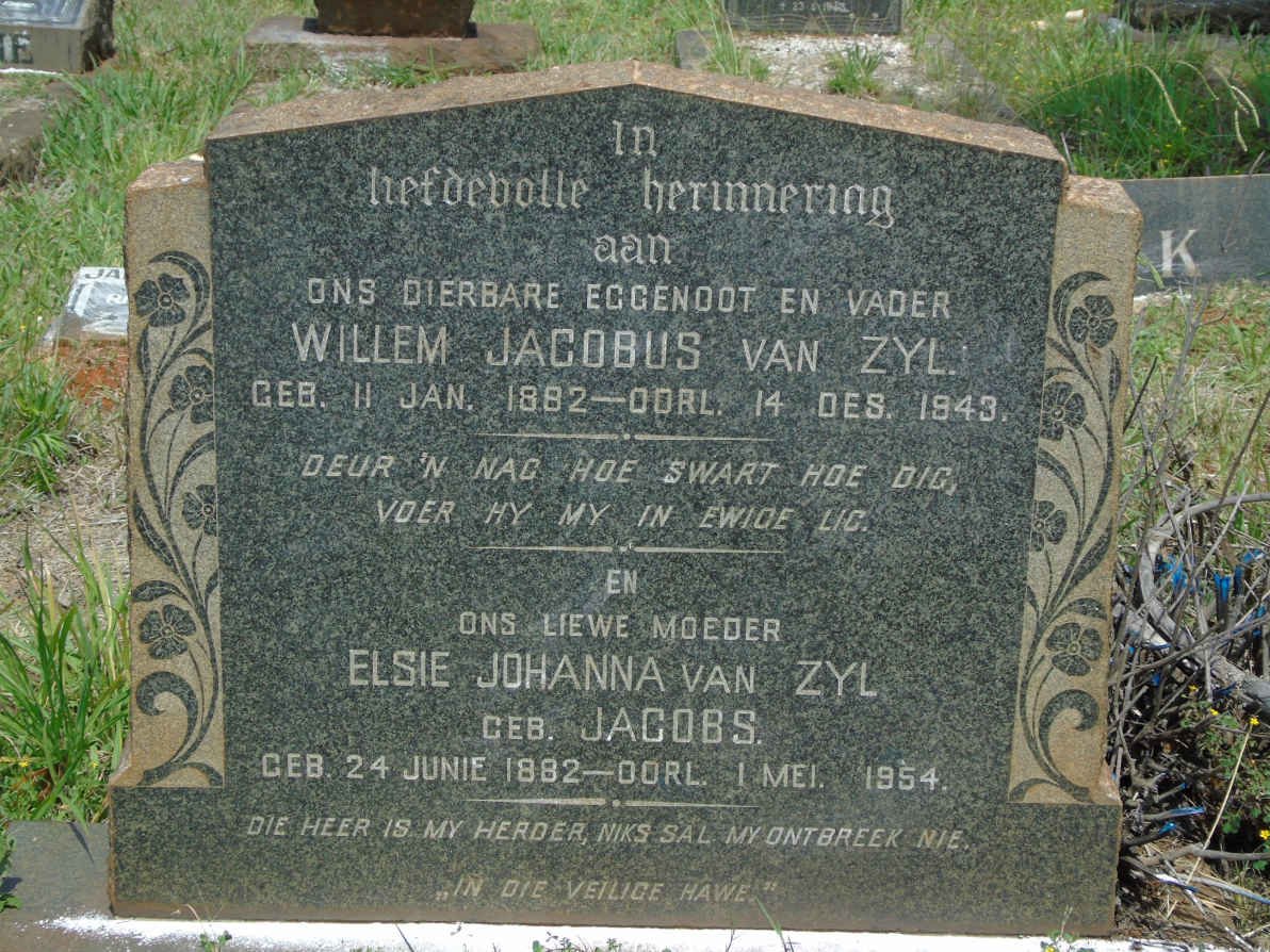 ZYL Willem Jacobus, van 1882-1943 &amp; Elsie Johanna JACOBS 1882-1954