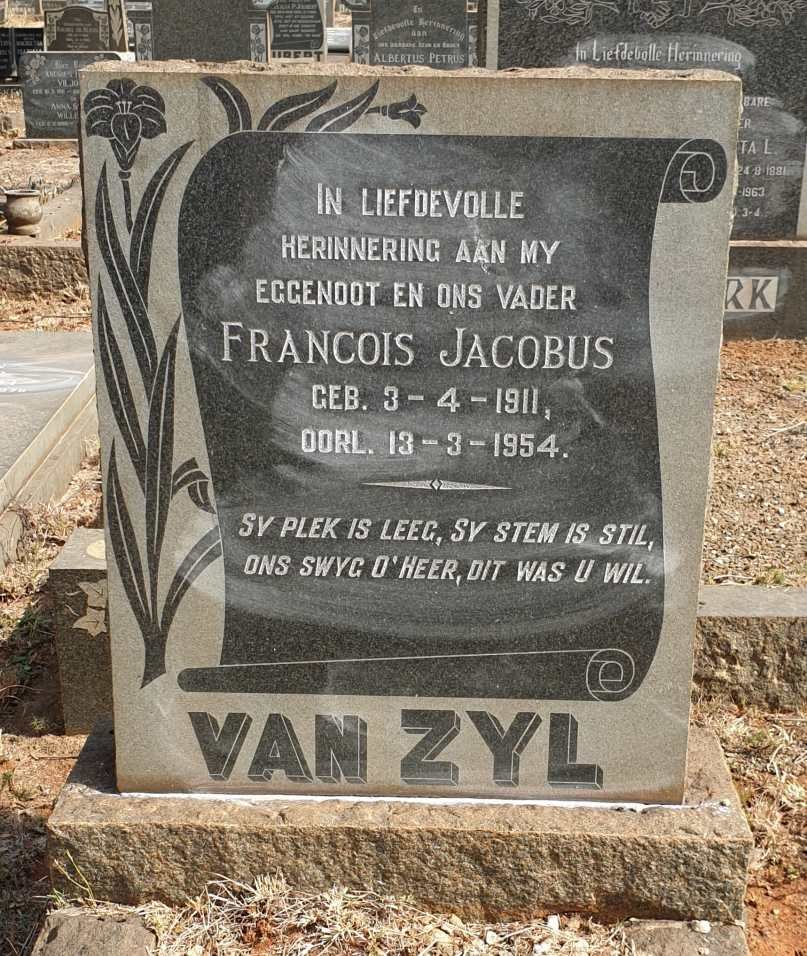 ZYL Francois Jacobus, van 1911-1954