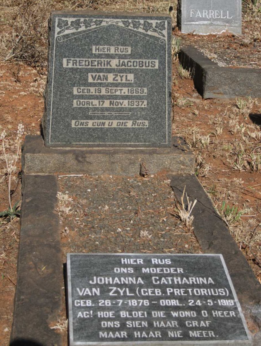 ZYL Frederik Jacobus, van 1869-1937 & Johanna Catharina PRETORIUS 1876-1919_1