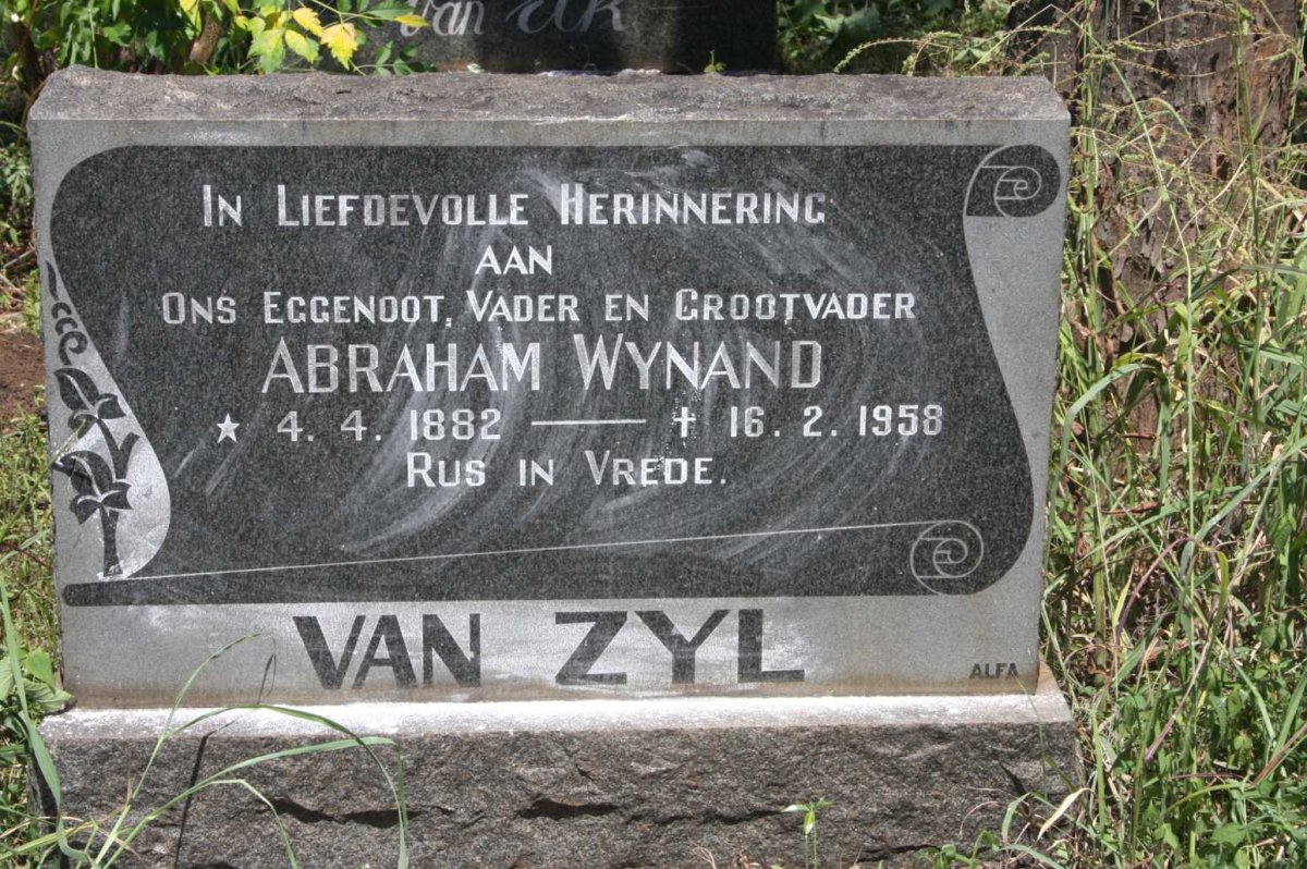 ZYL Abraham Wynand, van 1882-1958