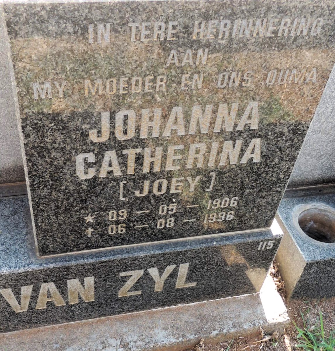 ZYL Johanna Catherina, van 1906-1996