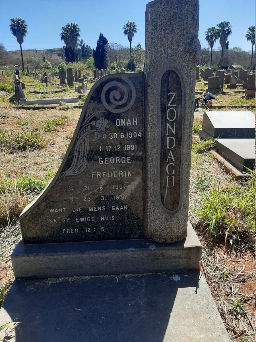 ZONDAGH George Frederik 1902-1978 &amp; Onah 1904-1991