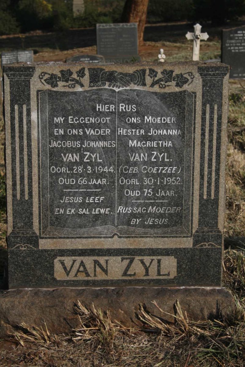 ZYL Jacobus Johannes, van -1944 & Hester Johanna Magrietha COETZEE -1952