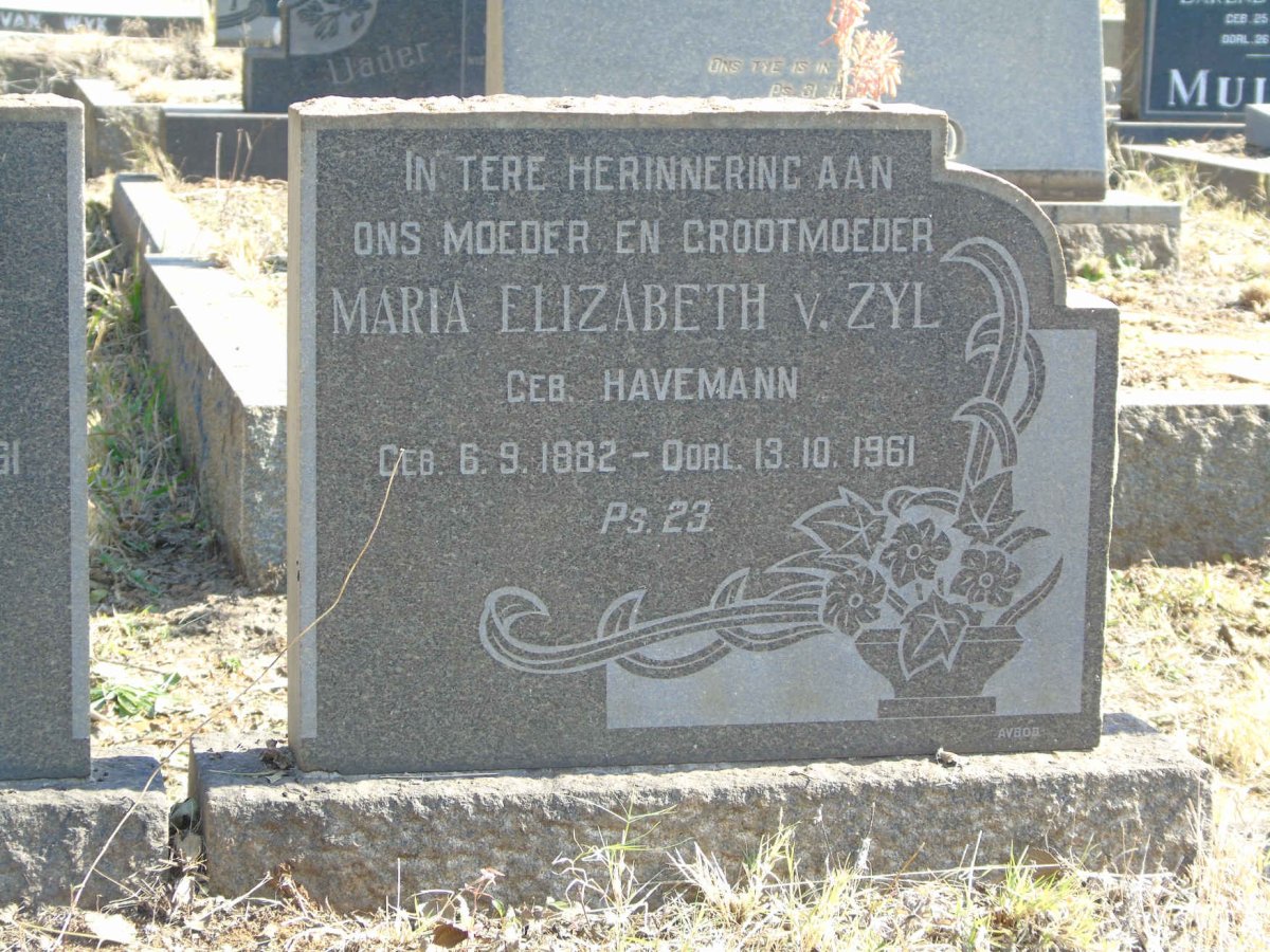 ZYL Maria Elizabeth, v. nee HAVEMANN 1882-1961