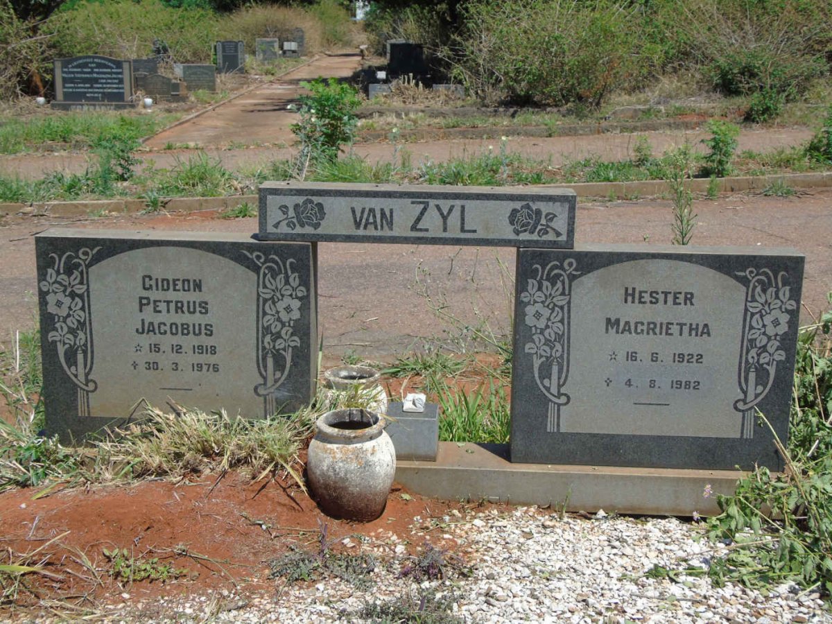 ZYL Gideon Petrus Jacobus, van 1918-1976 &amp; Hester Magrietha 1922-1982