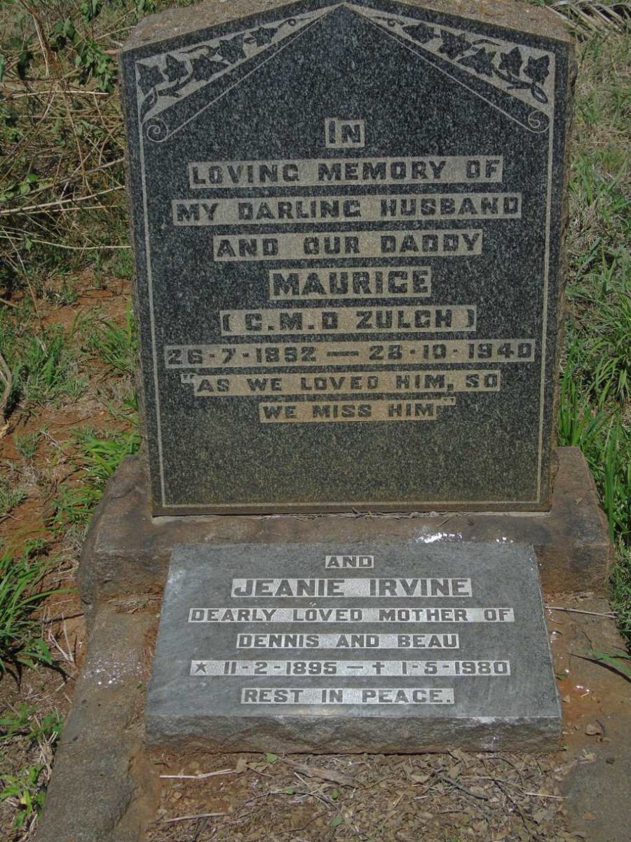ZULCH C.M.D. 1892-1940 & Jeanie Irvine 1895-1980