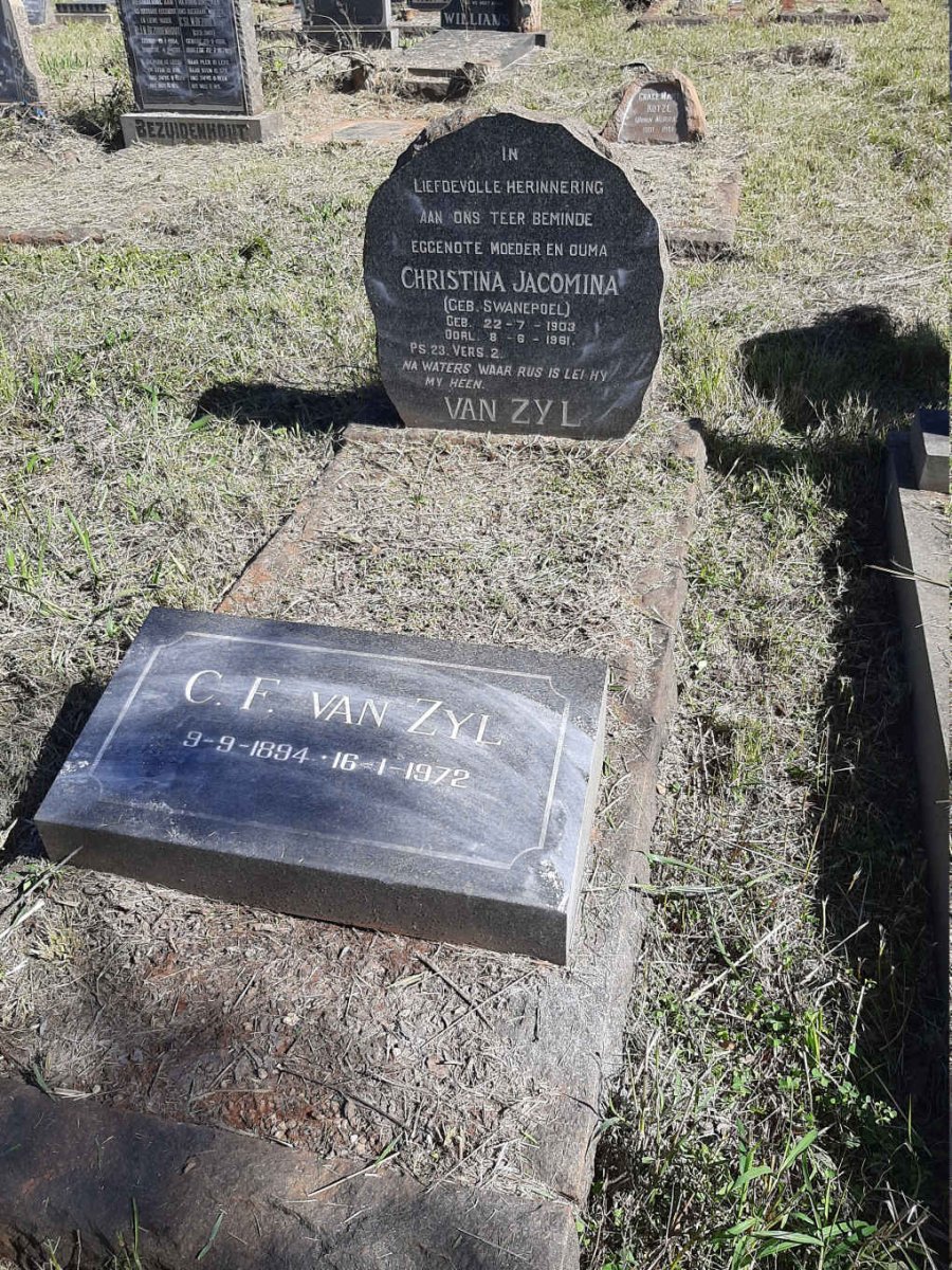 ZYL C.F., van 1894-1972 &amp; Christina Jacomina SWANEPOEL 1903-1961