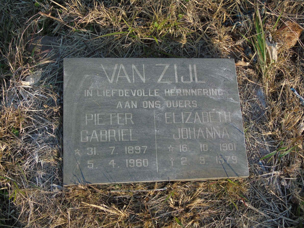 ZIJL Pieter Gabriel, van 1897-1960 &amp; Elizabeth Johanna 1901-1979