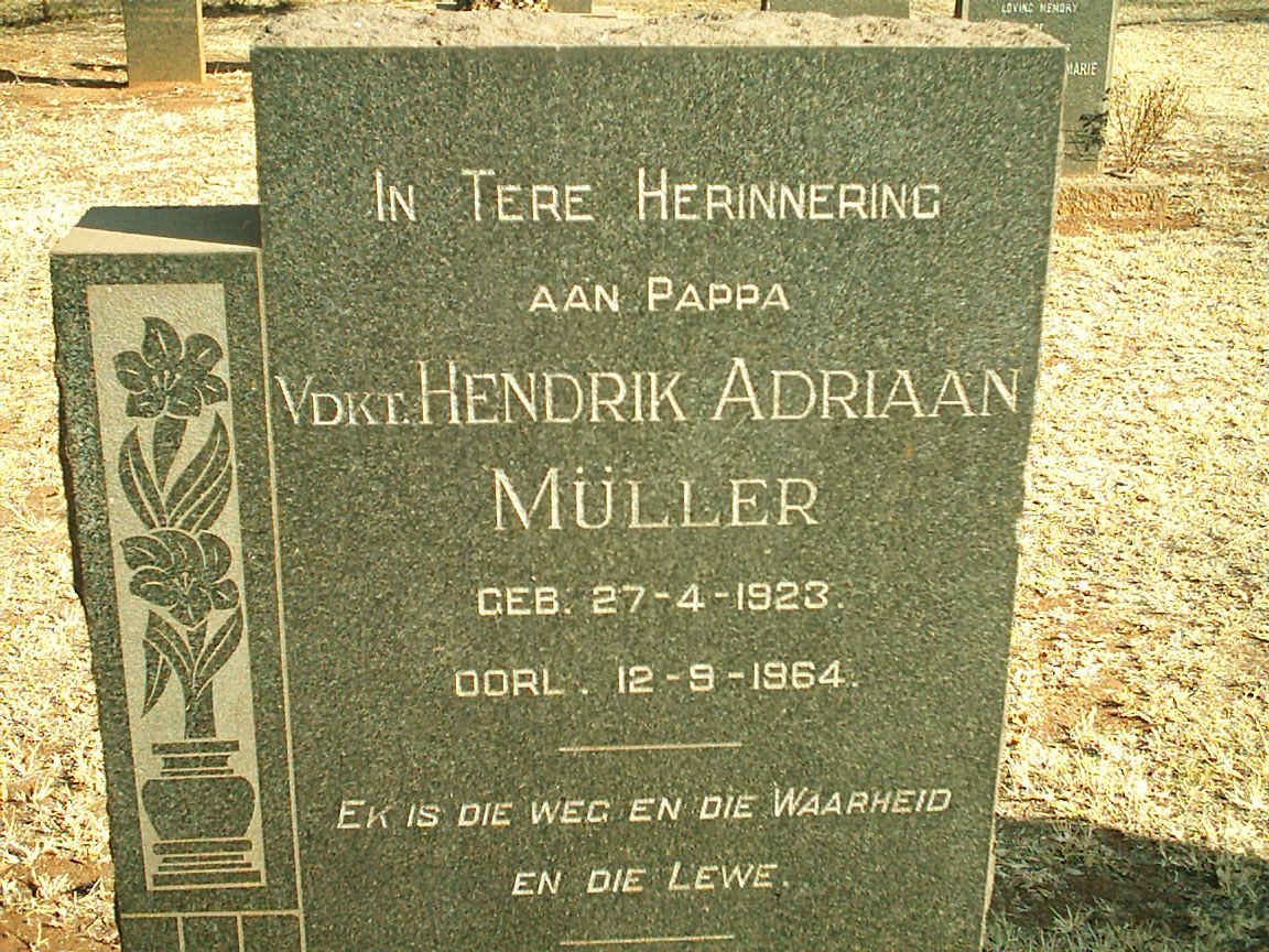MÜLLER Hendrik Adriaan 1923-1964