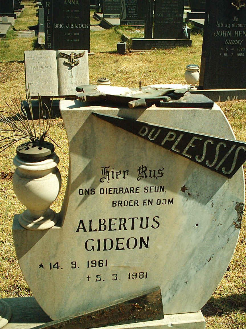 PLESSIS Albertus Gideon, du 1961-1981