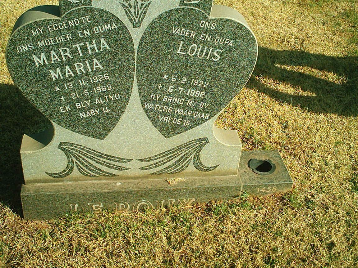 ROUX Louis, le 1922-1992 &amp; Martha Maria 1926-1989