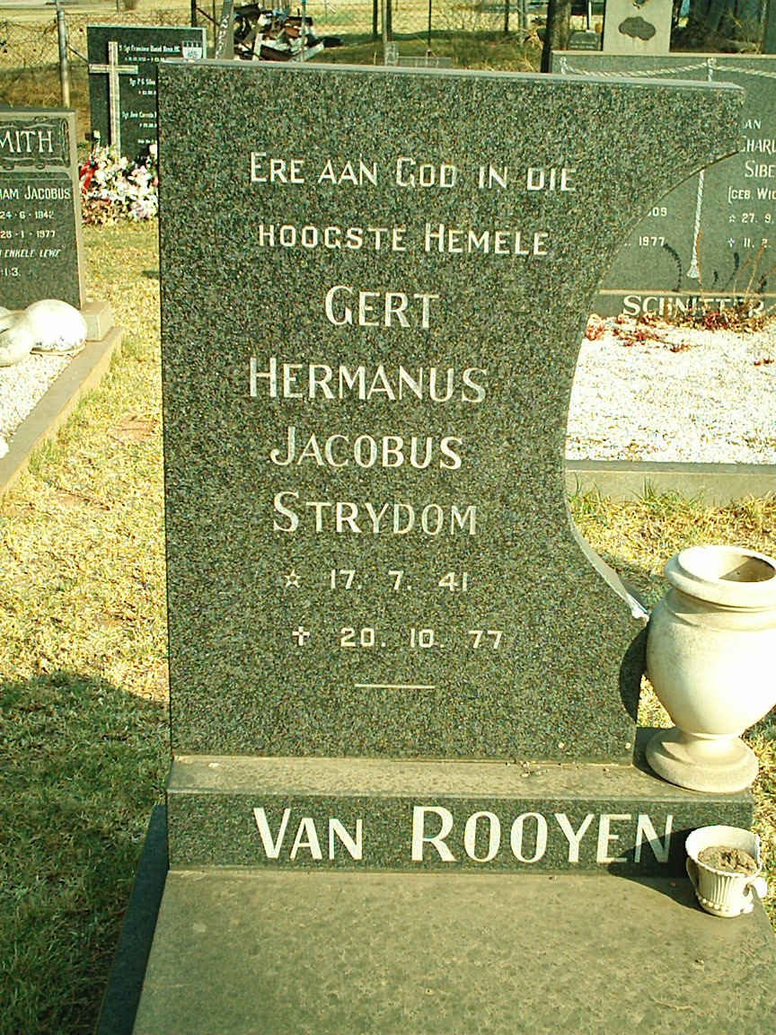 ROOYEN Gert Hermanus Jacobus Strydom, van 1941-1977