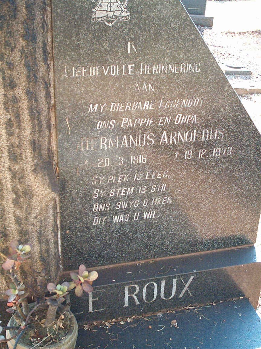 ROUX Hermanus Arnoldus, le 1916-1973