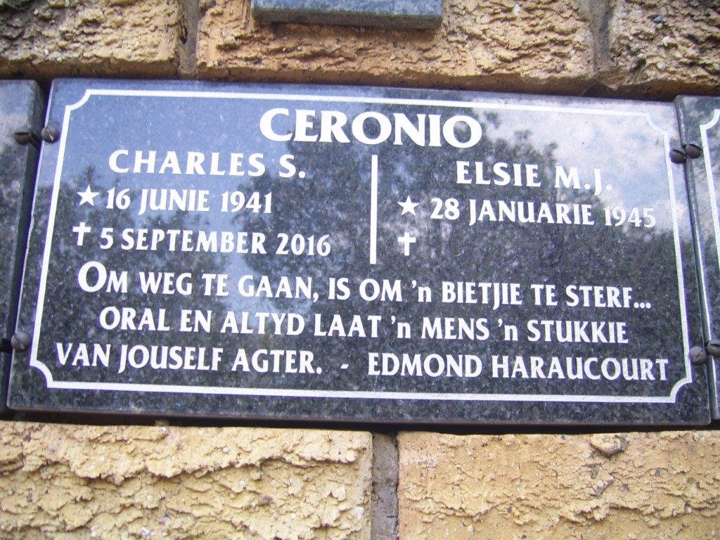 CERONIO Charles S. 1941-2016 &amp; Elsie M.J. 1945-