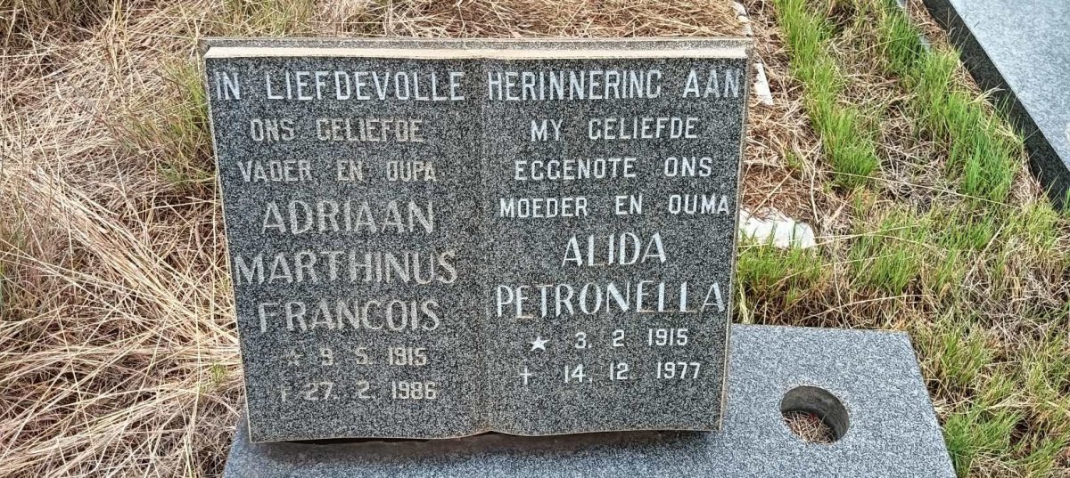 ? Adriaan Marthinus Francois 1915-1986 & Alida Petronella 1915-1977