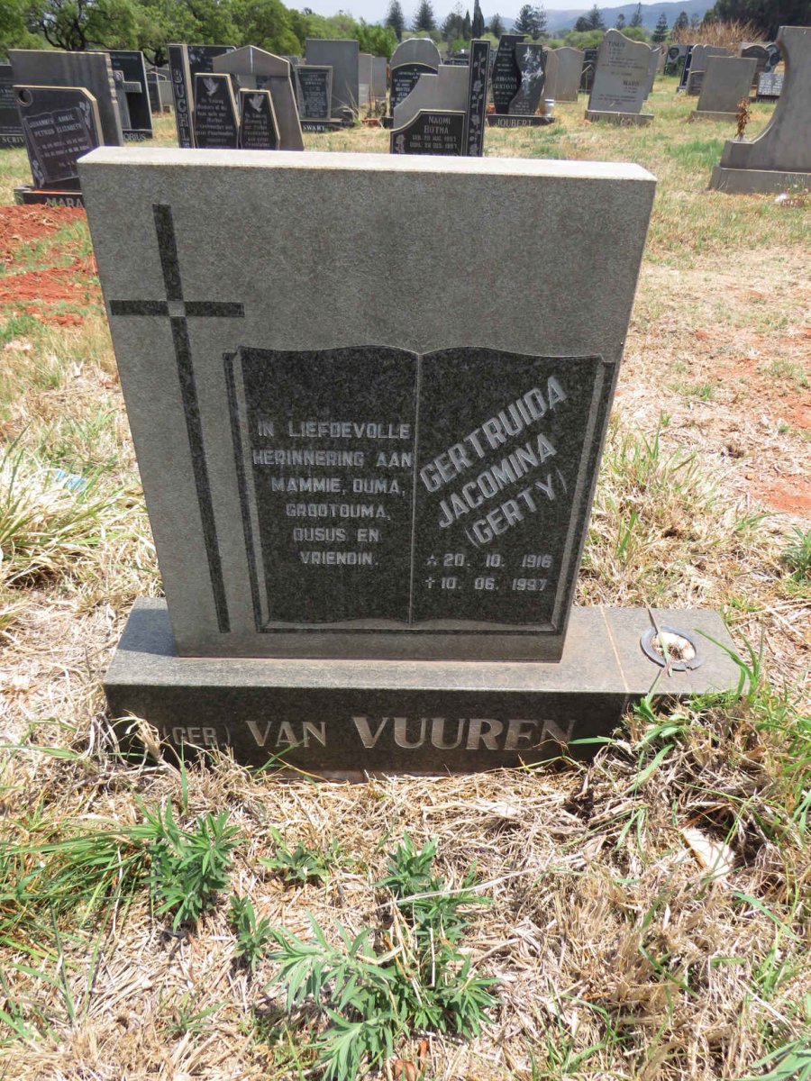 ? Gertruida Jacomina nee VAN VUUREN 1916-1997