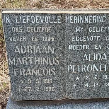 ? Adriaan Marthinus Francois 1915-1986 & Alida Petronella 1915-1977