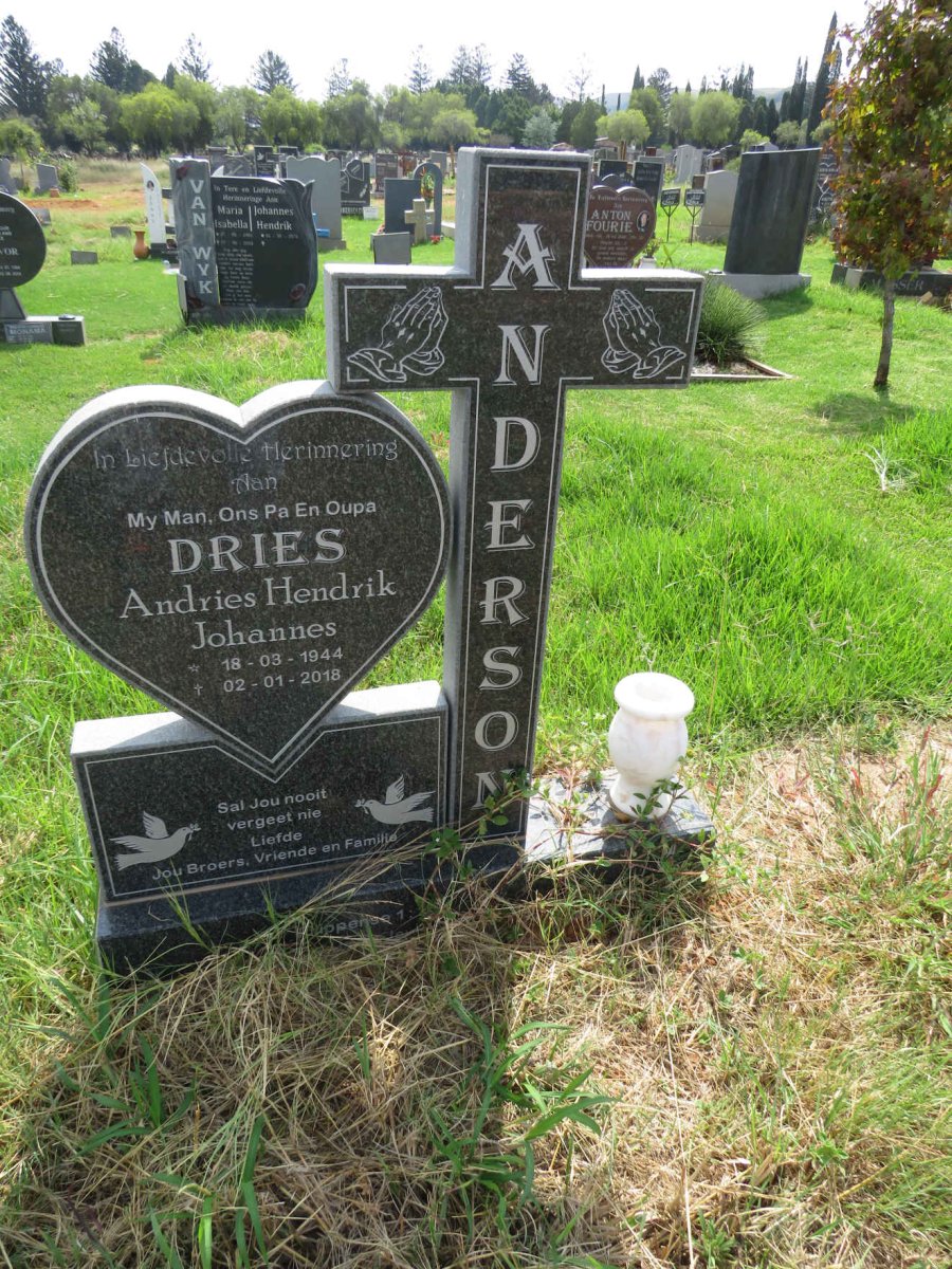 ANDERSON Andries Hendrik Johannes 1944-2018