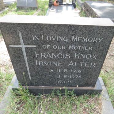ALTER Francis Knox Irvine 1916-1976