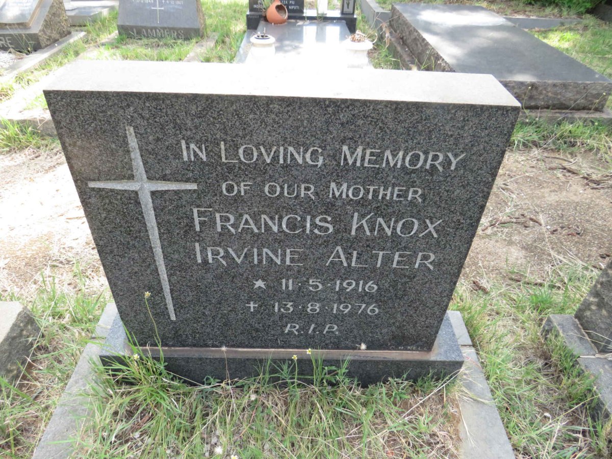 ALTER Francis Knox Irvine 1916-1976