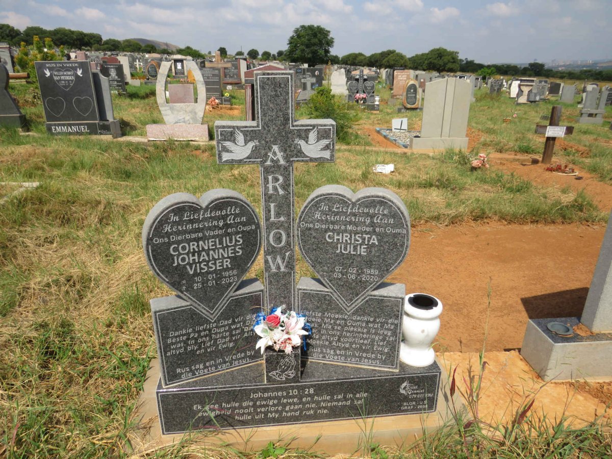 ARLOW Cornelius Johannes Visser 1956-2023 & Christa Julie 1959-2020