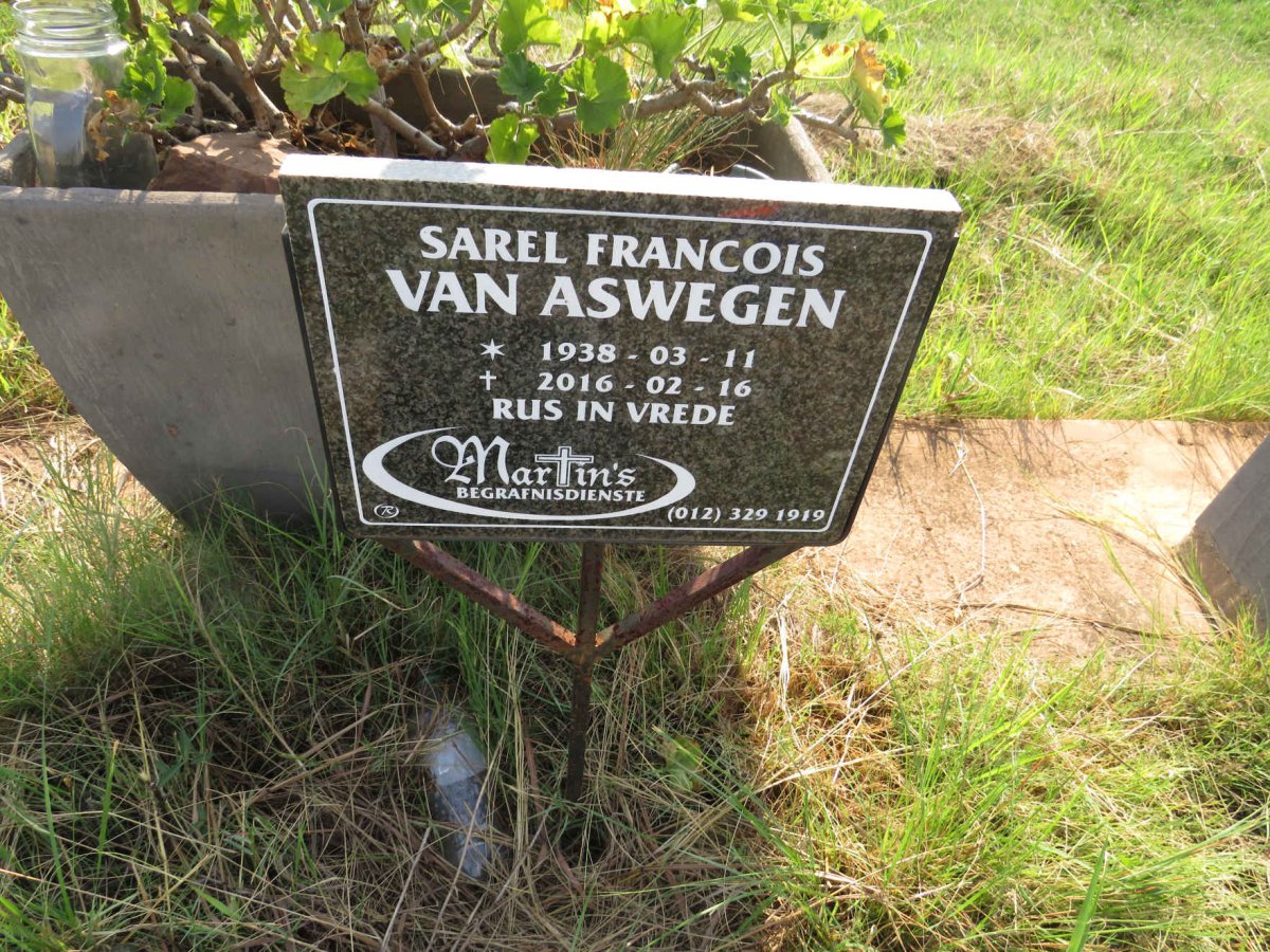 ASWEGEN Sarel Francois, van 1938-2016