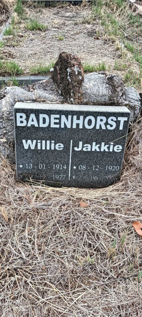 BADENHORST Willie 1914-1977 & Jakkie 1920-2006