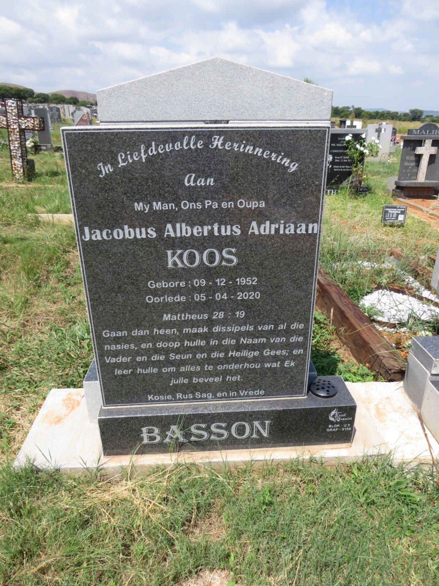 BASSON Jacobus Albertus Adriaan 1952-2020