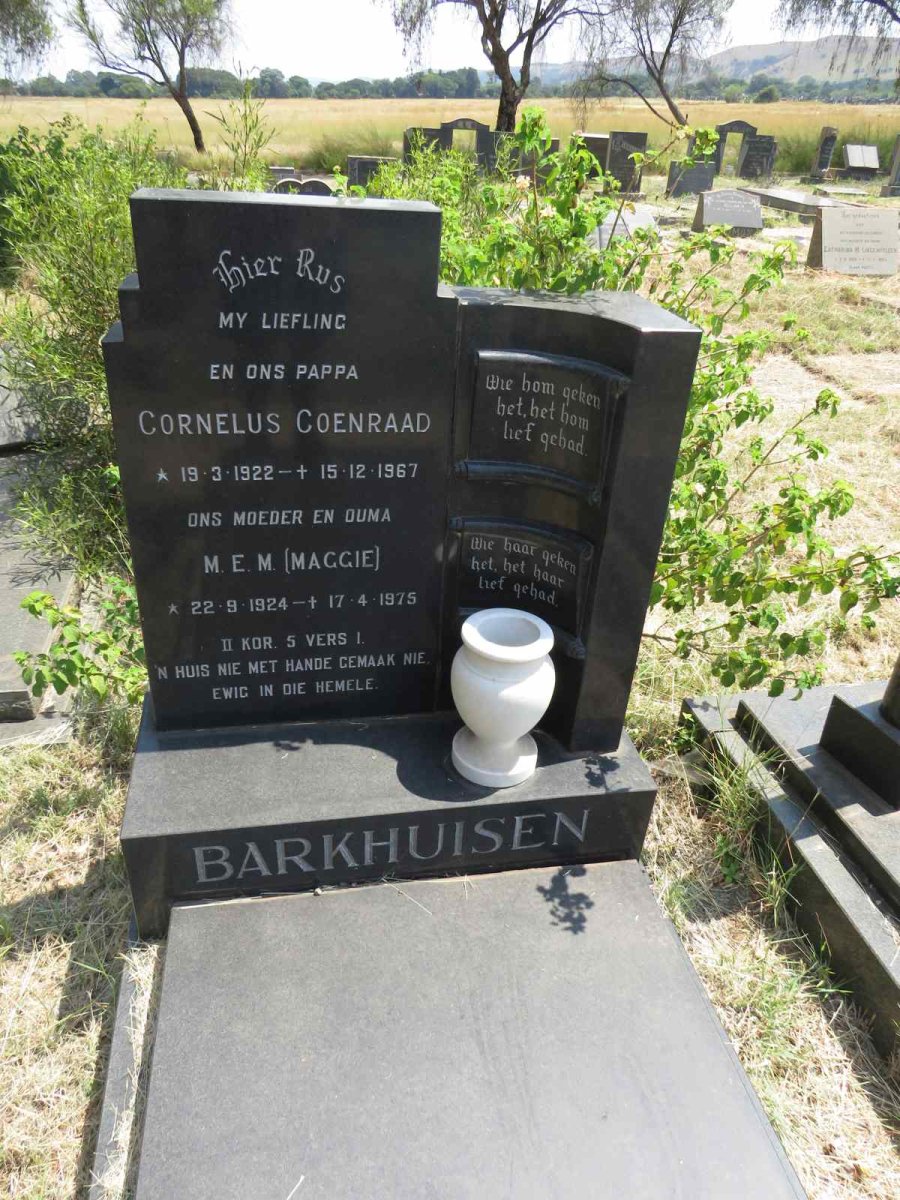BARKHUISEN Cornelus Coenraad 1922-1967 & M.E.M. 1924-1975