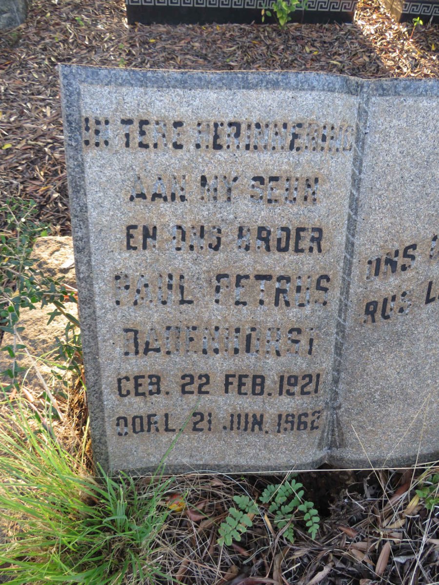 BADENHORST Paul Petrus 1921-1962